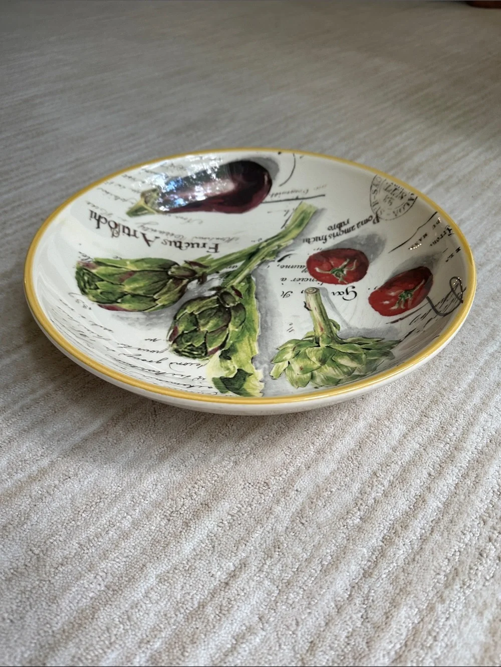 EUC Williams Sonoma 13” Pasta Serving Bowl Marche Marc Lacaze Artichoke Eggplant